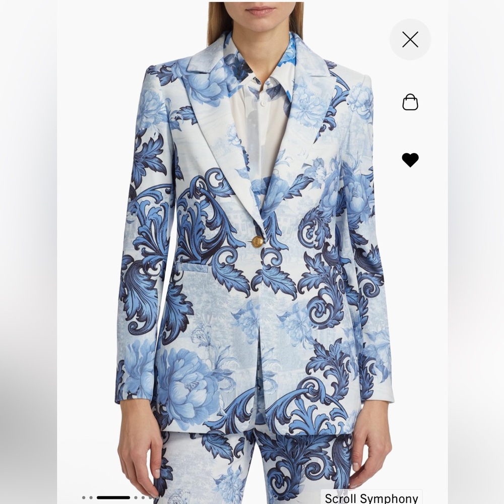 As seen in Emily in Paris Alice + Olivia Breann Floral Peak Lapel Blazer - Picture 4 of 7